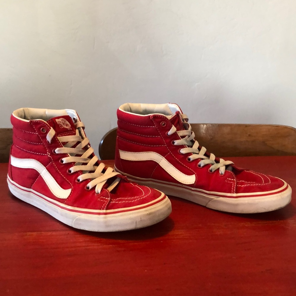 Red Vans Sk8 Hi Shoes